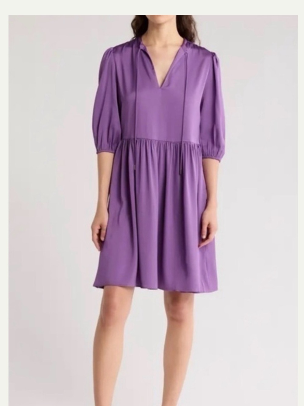 Hugo Boss Boss Dorena Lavender Purple V-Neck Tiered Mini Dress Large